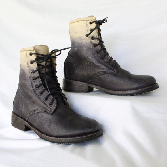 FREEBIRD Charlie Dip Ombre  two tone combat leather tanker hiking boots lace up - Picture 8 of 10